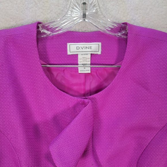 Vintage 90s D.Vine Magenta Textured Scoop Neck Ruffle Maximalist Unique Blazer - Picture 2 of 15